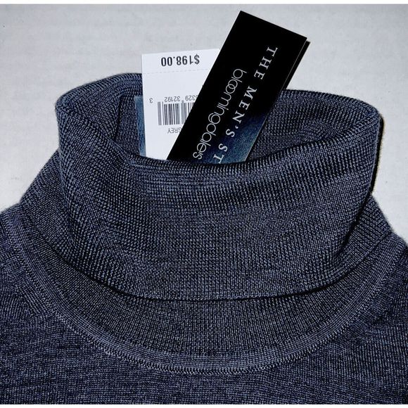 Mens Store Bloomingdales 3342M Sz XL Med Gray Merino Wool Turtleneck Sweater $19 - Picture 9 of 10